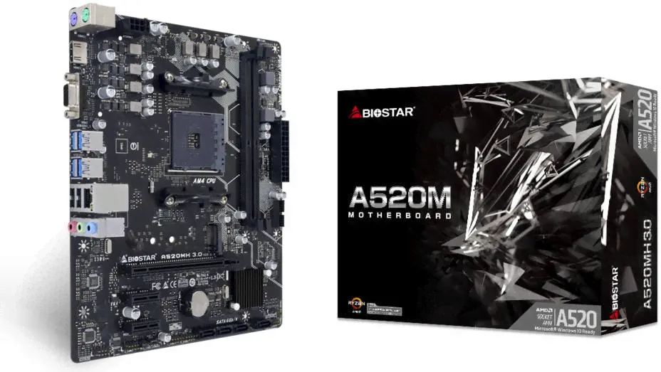 Biostar A520MH 3.0 Вер. Материнская плата Micro ATX 6.0, процессор AMD Socket AM4, Realtek RTL 8111H, Gigabit Ethernet, поддержка двухканальной памяти