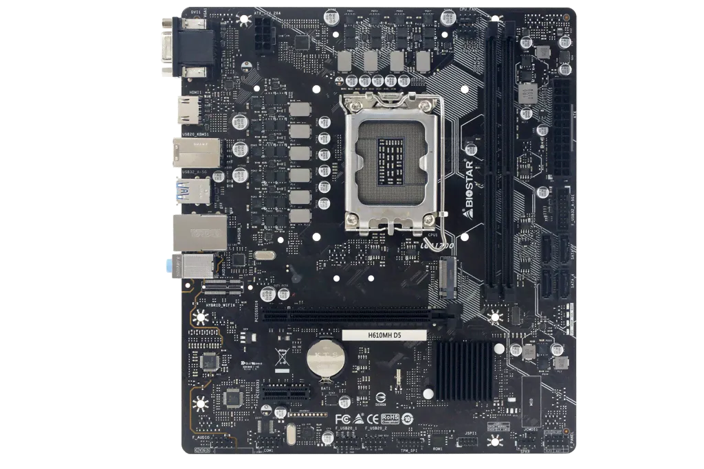 Материнская плата BIOSTAR LGA1700 (Gen.12, 13, 14) ( H610MH D5 ) mATX. DDR5-0