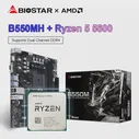 BIOSTAR Новая ИГРОВАЯ Материнская плата B550MH Micro-ATX B550M + Комплект материнской платы AMD Ryzen 5 5600 R5 5600 CPU DDR4 64G AM4