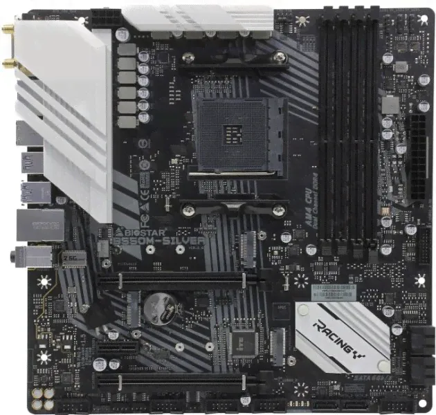 Материнская плата BioStar B550M-SILVER (RTL) AM4 <B550> PCI-E DVI+­HDMI+­DP 2.5GbLAN SATA MicroATX 4DDR4