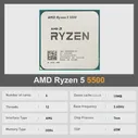 Новая игровая материнская плата BIOSTAR B550MH Micro-ATX B550M + процессор AMD Ryzen 5 5500 R5 5500 DDR4 64 Гб AM4, комплект материнской платы (art.: 3920bffa6b8eb)