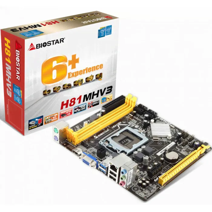 Мат. плата LGA 1150 (mATX) Biostar H81MHV3 (2xDDR3, VGA, HDMI)