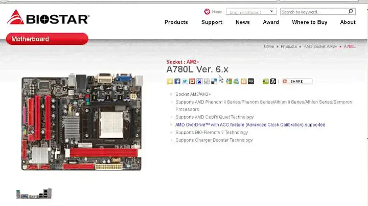 Download BIOSTAR A780L AMD Socket AM2